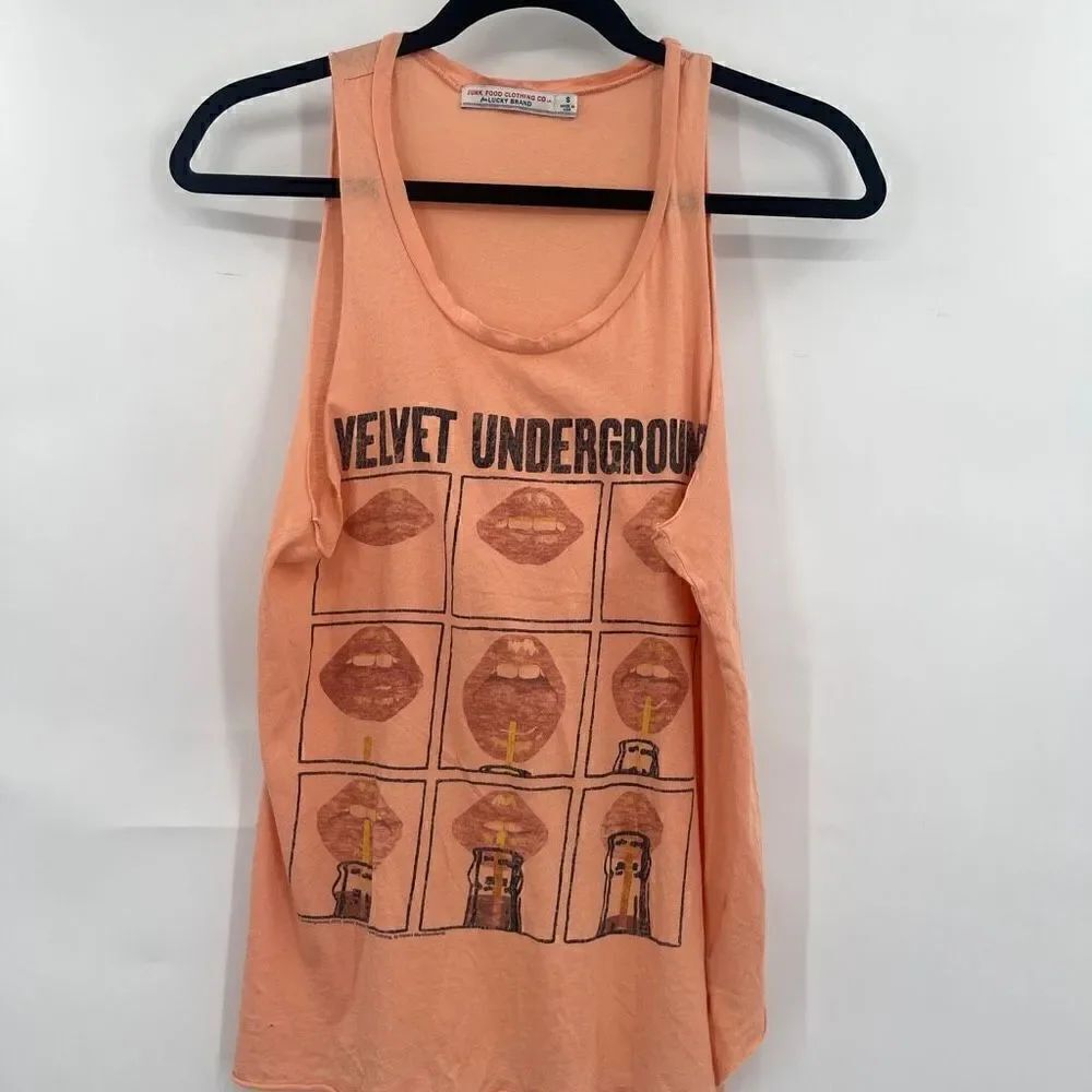 Junk Food Clothing Co. Women's Orange Velvet Underground Orange Tank Top Size Sm